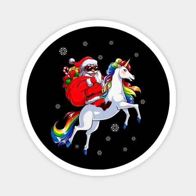 Santa Riding Horse Rainbow LGBT Christmas Magnet by kimmygoderteart